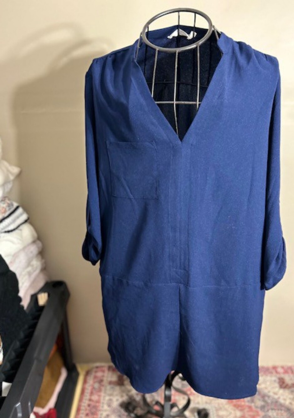 LUSH size medium womens casual dress party navy blue long sleeve career